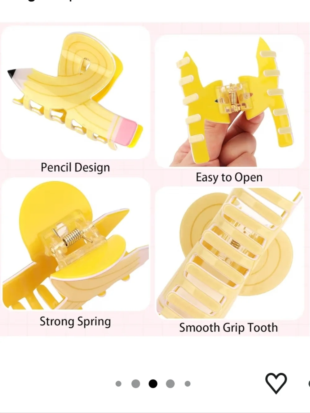 3 Pcs Pencil Hair Claw Clips